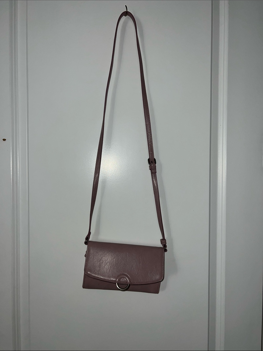 Leather Crossbody Bag in Mauve